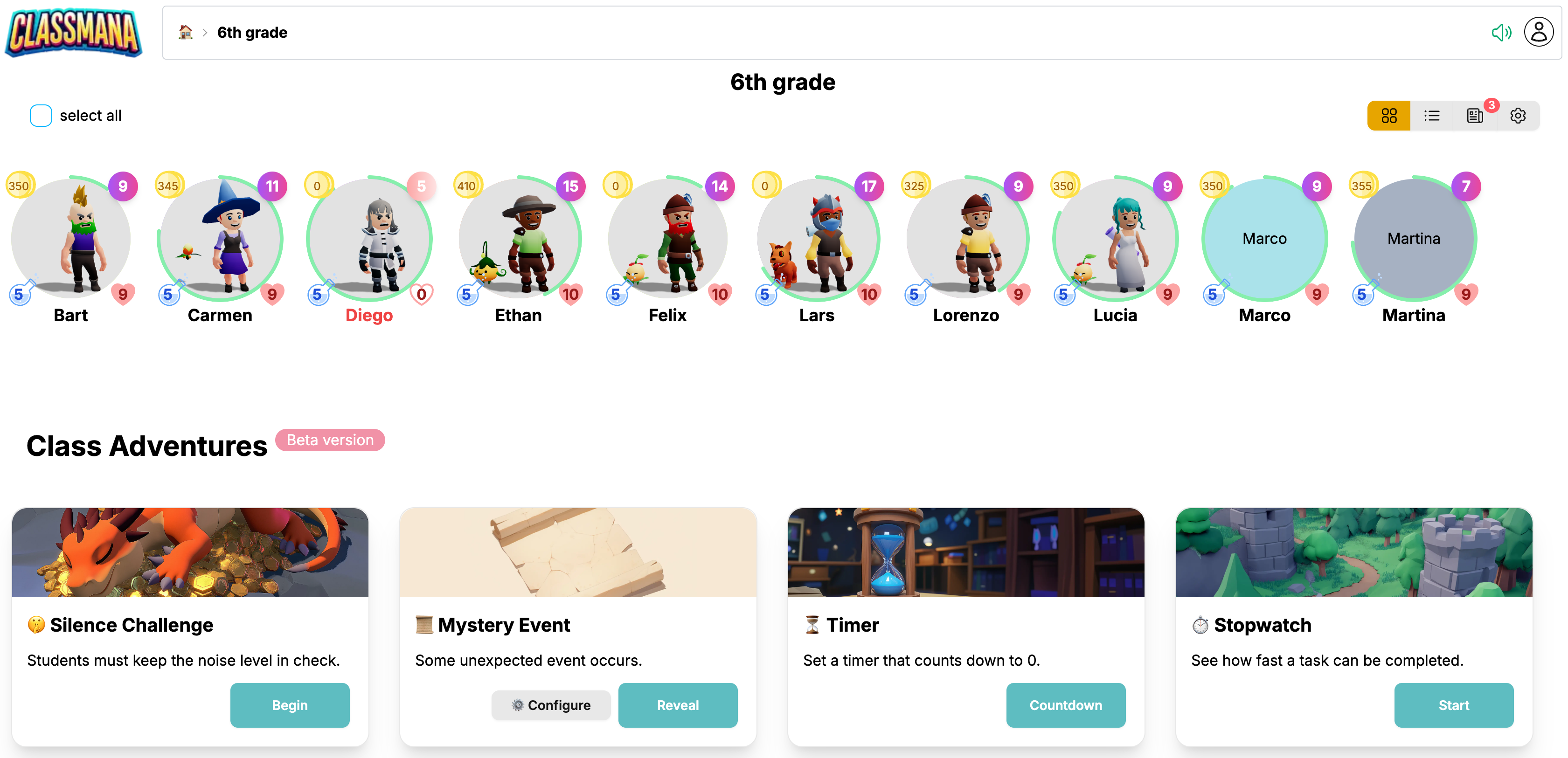 Luokkaseikkailujen Hiljaisuushaaste-käyttö