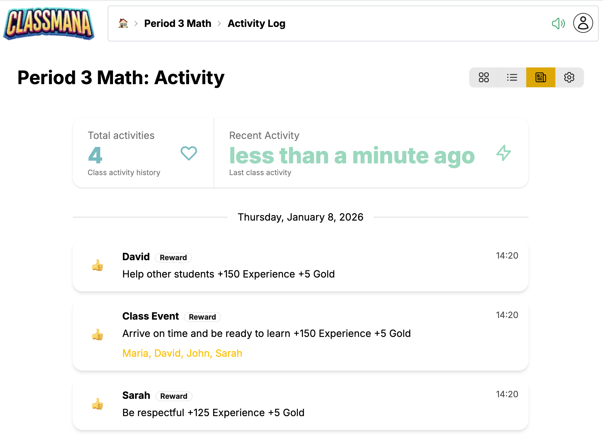 Toimintaloki-näkymä