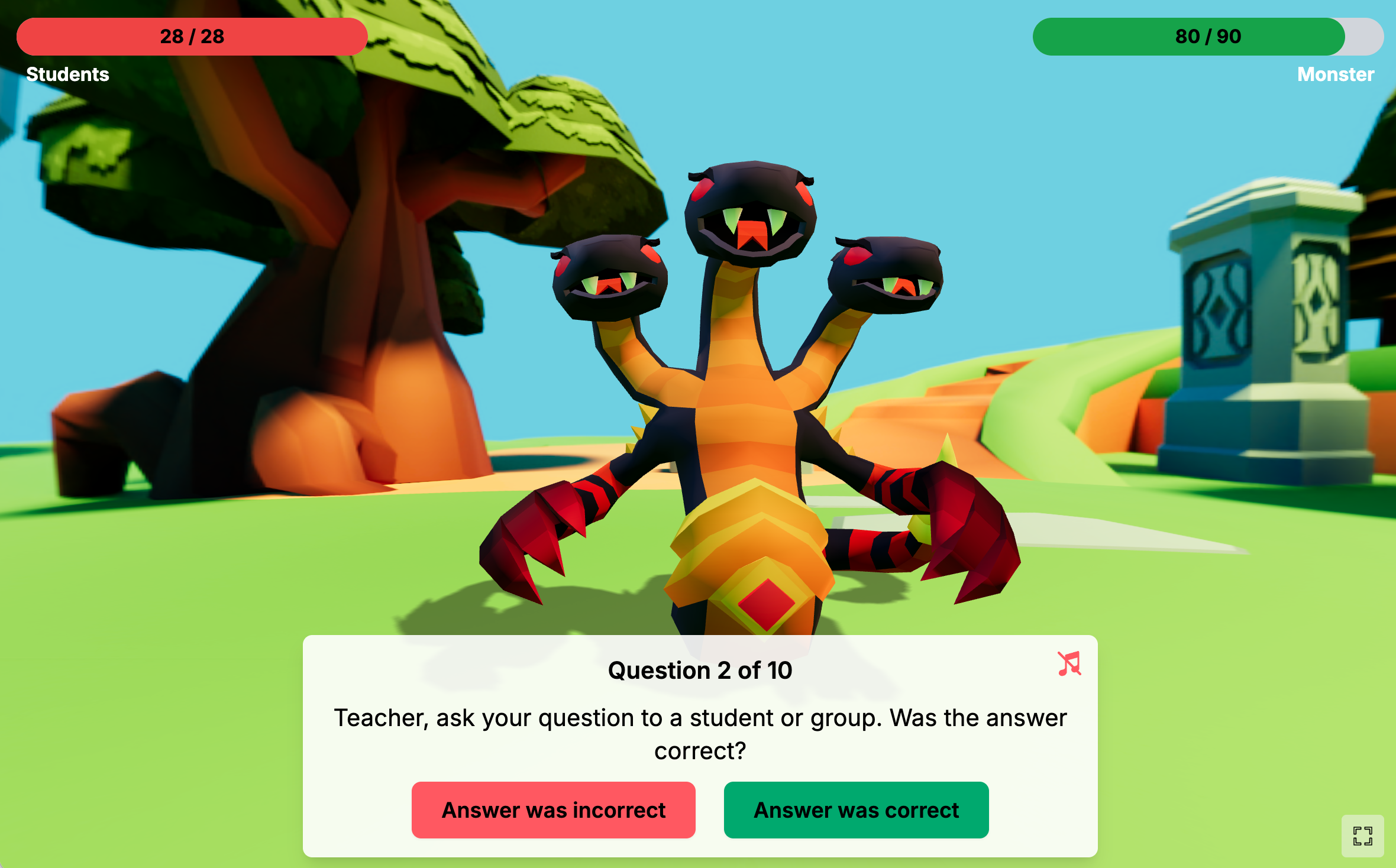 Hirviötaistelun pelinäkymä