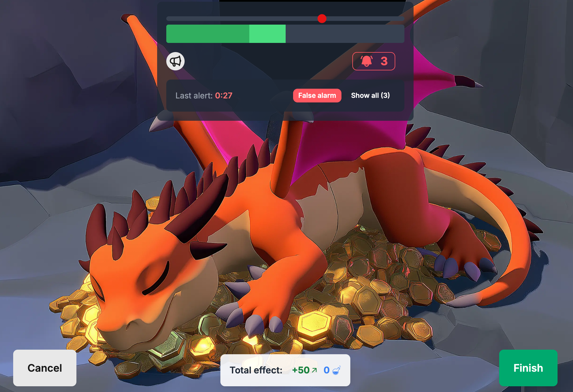 Lohikäärme nukkuu rauhallisesti taustalla